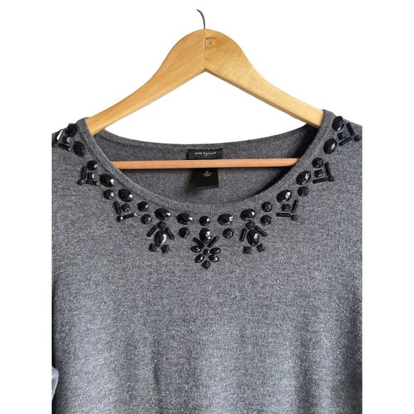 Ann Taylor Gray Embellished Midi Dress - Picture 4 of 6